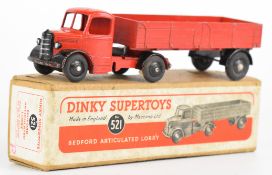 Dinky Supertoys diecast model Bedford Articulated Lorry with red cab, trailer and black grille and