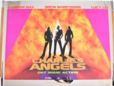 Charlie's Angels (2000) metallic or mirror effect British quad film poster, starring Cameron Diaz,