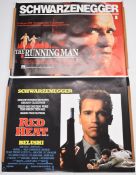 Two Arnold Schwarzenegger 1980s British quad film posters comprising The Running Man (1987) and