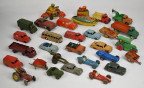 Twenty-seven mostly Dinky diecast model cars to include Austin Somerset, Trojan Van, Ford Sedan,