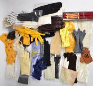 Vintage ladies gloves including kid, lace, woollen, leather, nylon, rayon and child's tan leather,