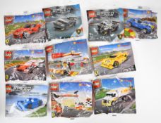 Ten Lego mini-kits, comprising Speed Champions and Shell V-Power lines, all in original sealed