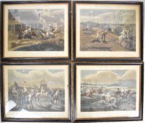 After Henry Alken, set of four 19thC coloured prints in a series titled 'The First Steeple-Chace (