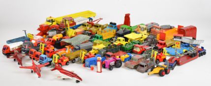 A quantity of loose Corgi and Match diecast model cars and trucks.