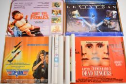 Nine British quad film posters comprising Road House, Kindergarten Cop, Top Gun, Dead Ringers,