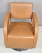 Art Deco style faux leather swivel armchair, H184cm