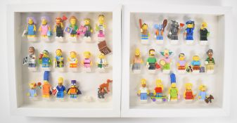 Lego Simpsons minifigure sets series 1 and 2 comprising 34 figures in custom display frames, 25 x