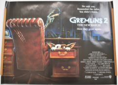 Gremlins 2: The New Batch (1990) British quad film poster, starring Zach Galligan, Phoebe Cates