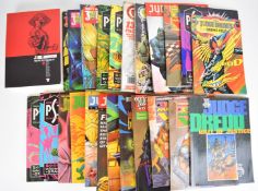 Twenty-three Judge Dredd and related graphic novels and annuals to include Mega City Vice, Batman/