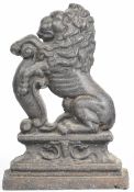 Cast iron figural lion doorstep, height 34.5cm