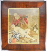 19thC rosewood framed embroidery of Abraham offering up Isaac, 60 x 51cm, the frame 82 x 74cm