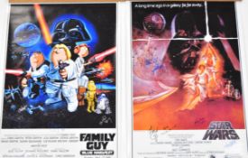 Star Wars poster Episode IV: A New Hope signed by Mark Hamill, Carrie Fisher, Frank Oz, Kenny