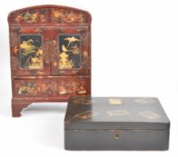 Japanese lacquer jewellery box and a hinged box, largest W23 x D13 x H34cm