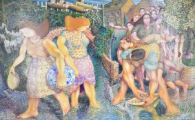 Kit Williams / Christopher Williams (b1946) oil on board entitled 'Patterned Plate' depicting a