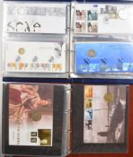 Philatelic numismatic covers in two albums including 2002 Commonwealth Games, coin values from 50p