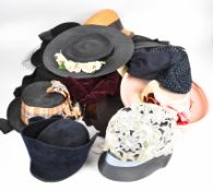 Large collection of vintage hats, Edwardian to 1950s, including boaters, Saks New York, straw, fur