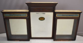Apothecary / chemist / shopfitting breakfront advertising display cabinet with 'Dispensing