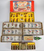 Crescent Toys painted metal toy soldier boxed sets and accessories comprising Medieval Knights x4,