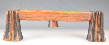 19th century Swazi African tribal headrest or pillow raised on deeply carved fluted supports, W49