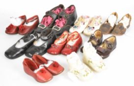 Nine pairs of Victorian / Edwardian and later children's shoes