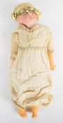 Armand Marseille bisque headed doll with weighted brown eyes, open mouth and 1894 AM5/0DEP to back