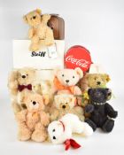 Nine Steiff Teddy bears to include 'Valentine Bear 2000' limited edition 321 of 450, 'Jack' The Rare