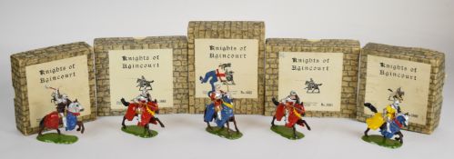 Five Britains Knights of Agincourt painted metal figures comprising numbers 1559,1660, 1661 (x2) and