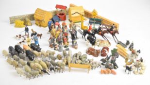 A collection of Britains painted metal farming and countryside animals and figures