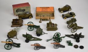 Britains diecast painted metal military vehicles and similar to include Armoured Car, Bren Gun,