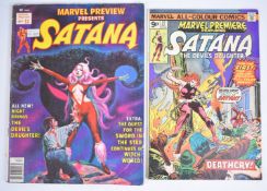 Two Satana comics by Marvel comprising Marvel Premier #27 (1970) and Marvel Preview Presents #7 (