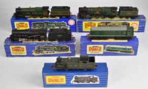 Five Hornby Dublo 00 gauge model railway locomotives comprising 'Ludlow Castle', BHP Bo-Bo Diesel,