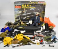 Palitoy Action Man SAS Beachhead Attack set, together with one flock haired figure and a