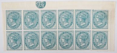 New South Wales ½d blue green mint strip of ten with perf error, two stamps on right hand side mis-