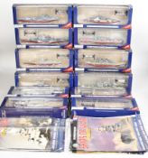 Eighteen Ships of War Collection 1:1000 scale models in original boxes with accompanying magazines.