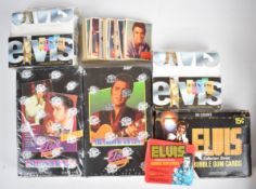 Five Elvis Presley trading card boxed sets, each box containing a quantity of sealed packets of