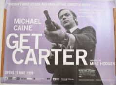Get Carter (1971) British film quad poster, 1999 re-release, starring Michael Caine and Brit Ekland,