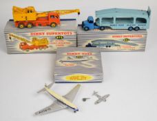 Three Dinky Supertoys diecast vehicles comprising Pullmore Car Transporter 982, 20-Ton Lorry-Mounted