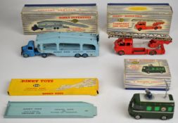 Dinky Supertoys diecast vehicles comprising Turntable Fire Escape 956, BBC TV Roving Eye Vehicle 968