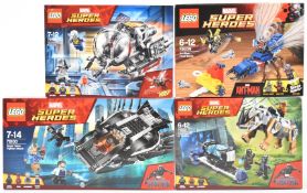 Four Lego Marvel Super Heroes Ant-Man and Black Panther sets comprising Quantum Realm Explorers
