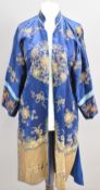19th / 20thC Chinese embroidered silk coat or robe with dragon decoration, W126 x H106cm