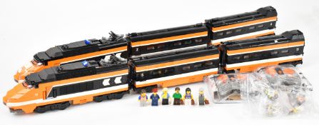 Two Lego Creator Horizon Express Train sets, 10233, 2013, together with two controllers, battery