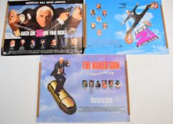 Three 'The Naked Gun' British quad film posters, 76 x 101cm, rolled.