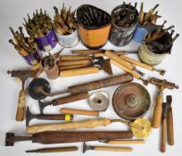 Interesting collection of approximately 130 vintage book-binding and leather worker's hand tools