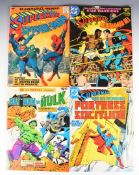Four Marvel and DC Treasury Edition size comic books comprising Superman vs Muhammad Ali, Superman