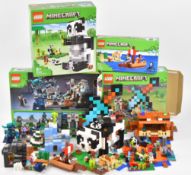 A collection of built and part built Lego Minecraft sets to include The Deep Dark Battle 21246,