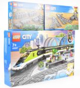 Lego City Express Passenger Train set, 60337, 2022, together with additional track sets 60205 and
