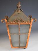 Arts and Crafts or similar copper electric hanging light, H35cm