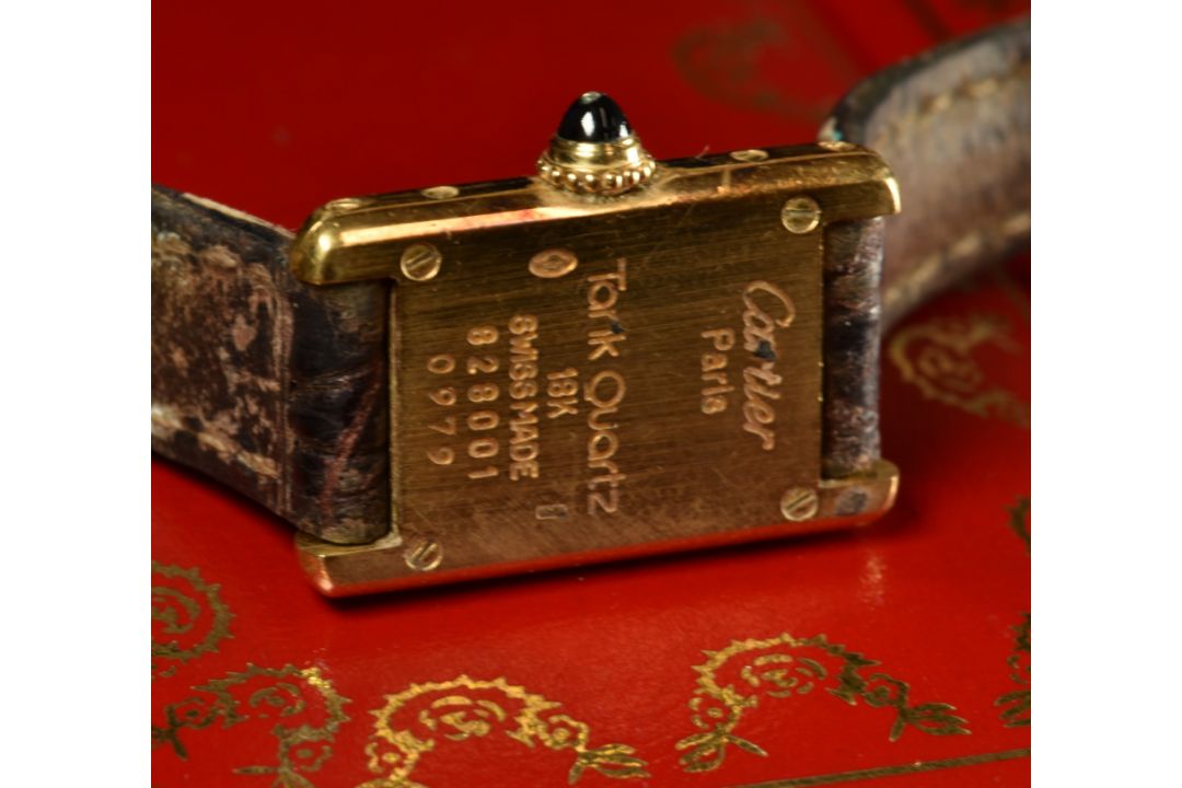 Cartier Tank 18ct gold ladies wristwatch ref. 828001 with blued hands, black Roman numerals, - Image 3 of 14