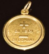 An 18k gold Augis pendant 'I love you more today than yesterday, and less than tomorrow' by Uno A