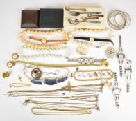 A collection of costume and silver jewellery including Grosse, Monet and Christian Dior earrings,